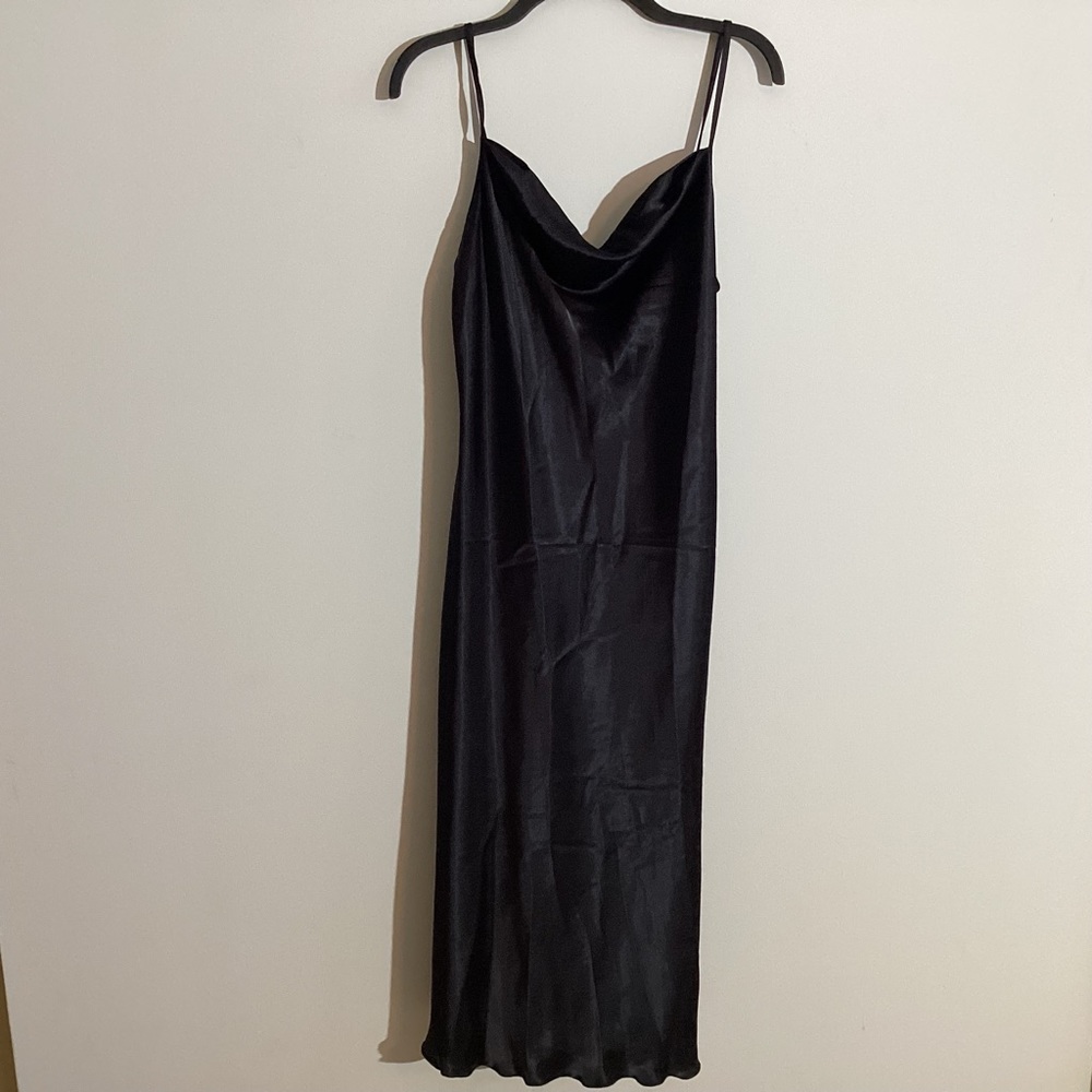 Bebe Black Satin Midi Dress